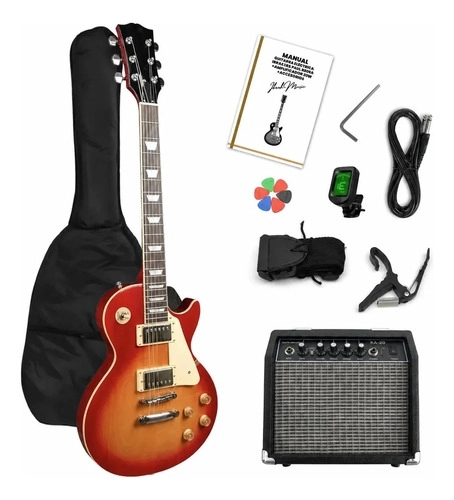 GUITARRA ELECTRICA IBRAH LES PAUL SUNBURST + AMPLIFICADOR KA20W + ACCESORIOS