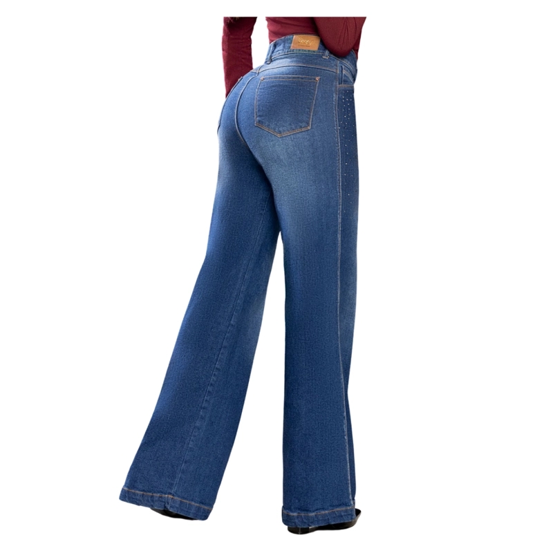 JEAN COLOMBIANO TIRO ALTO PUSH UP BOTA CAMPANA MUJER AZUL R1848
