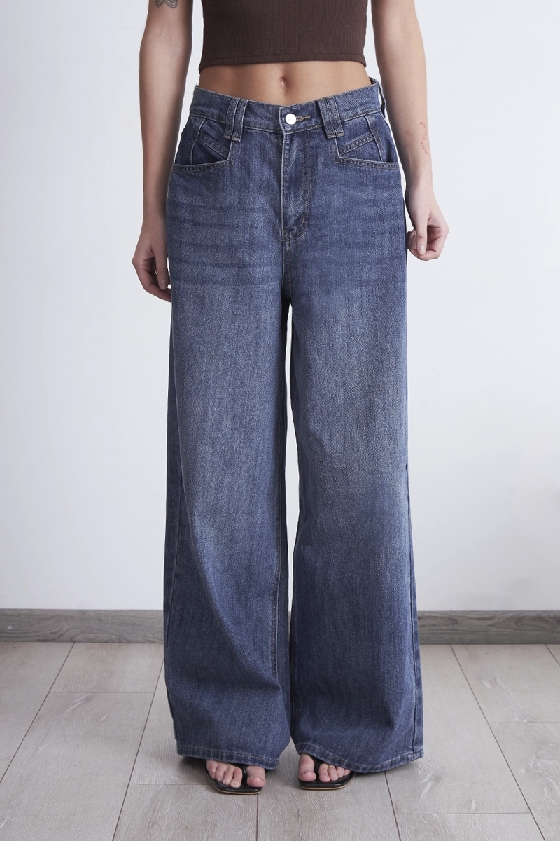 JEANS WIDE LEG ANCHO AZUL MARINO MUJER NICOPOLY