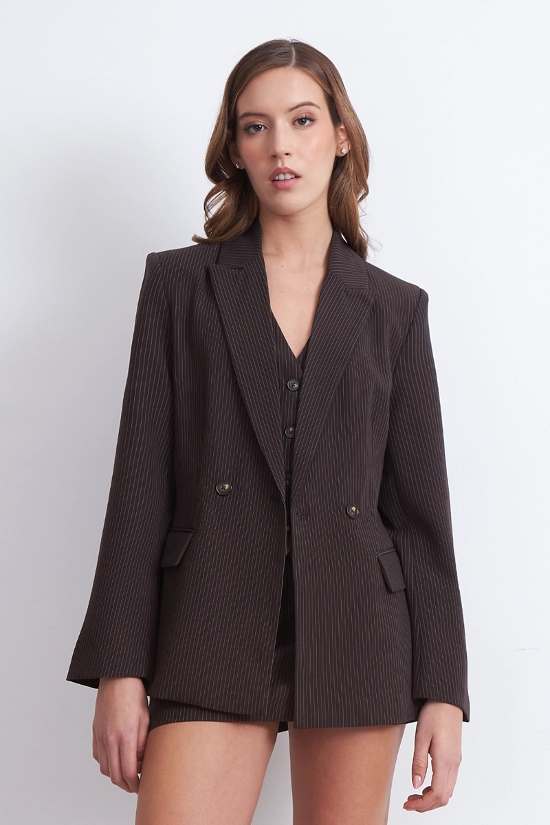 BLAZER CRUZADO RAYAS DIPLOMATICAS CAFE NICOPOLY