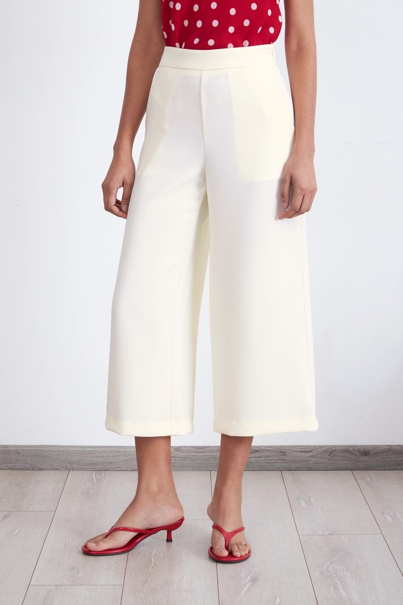 PANTALON WIDE LEG CROP BLANCO MUJER NICOPOLY
