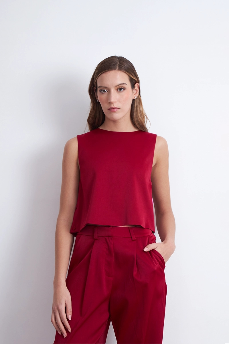 TOP CORTO TIPO SATIN BURDEO NICOPOLY