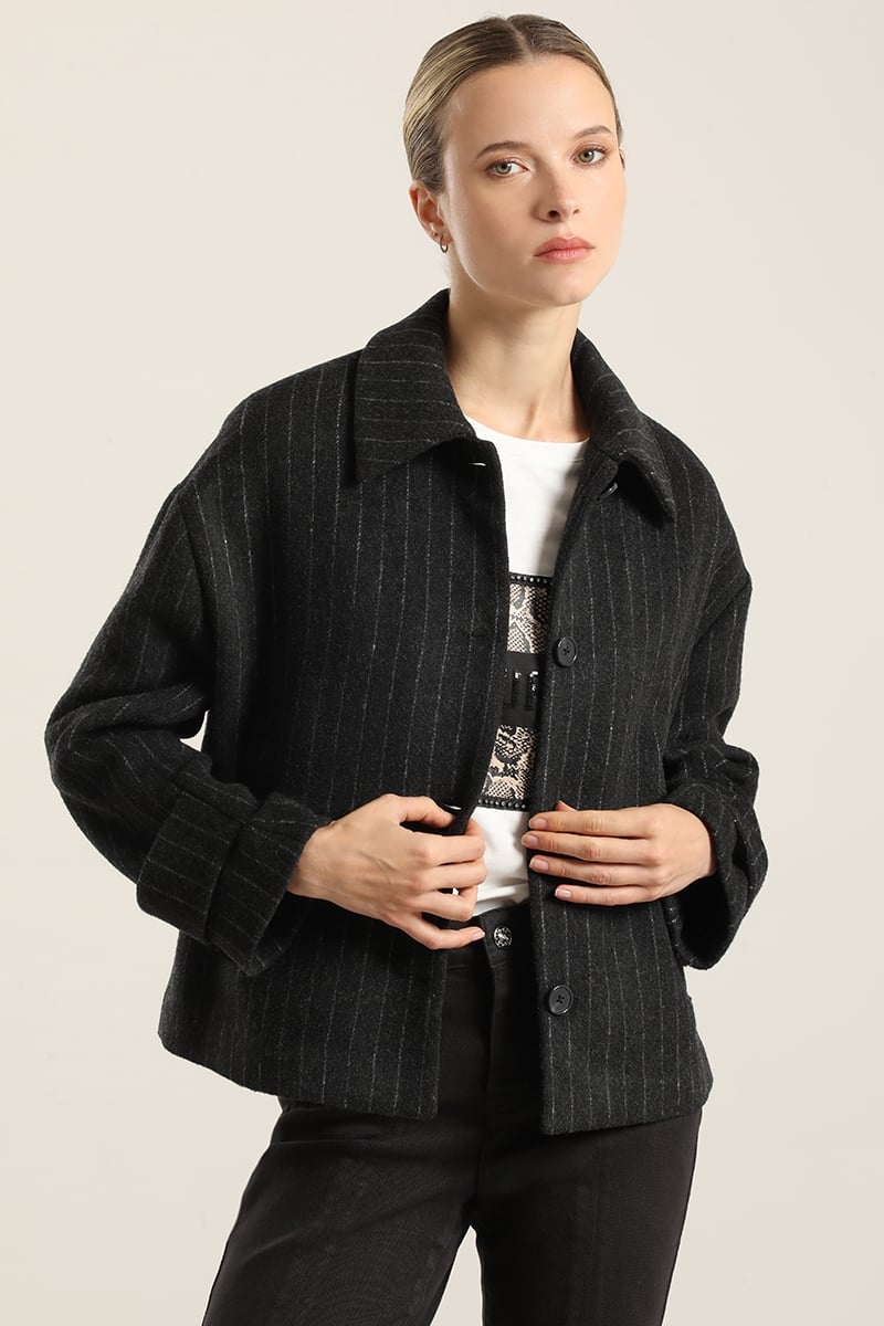CHAQUETA CON LANA, LISTADO GRIS LIOLA