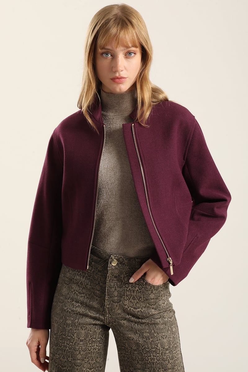 CHAQUETA BOMBER, MUFLON MELANGE CIRUELA LIOLA