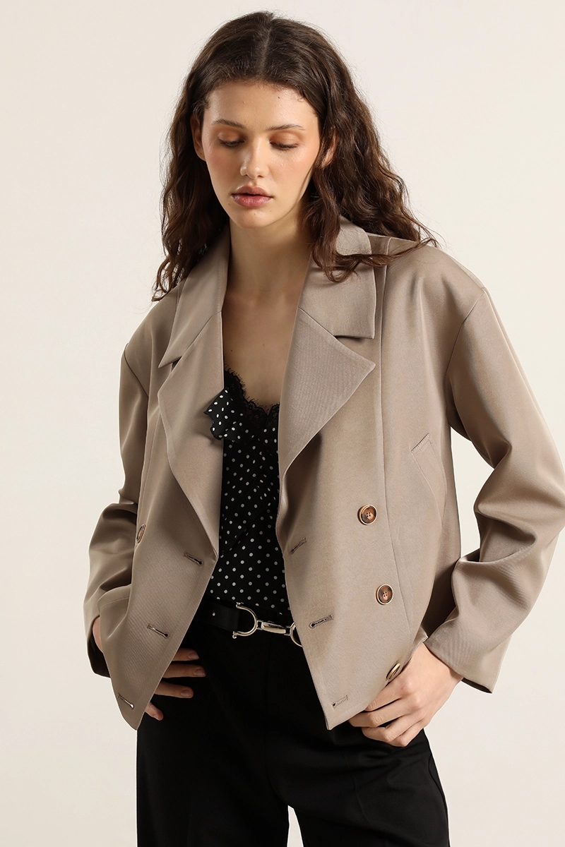 CHAQUETA BOMBER, CRUZADA, BEIGE LIOLA