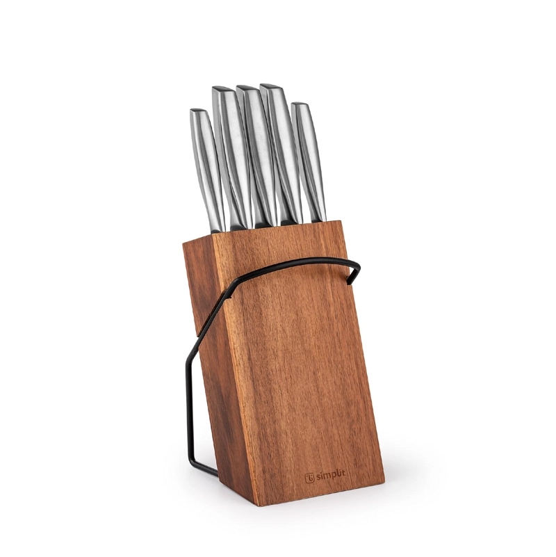 SET CUCHILLOS STAHL 5 PCS ACERO INOXIDABLE + TACO SIMPLIT