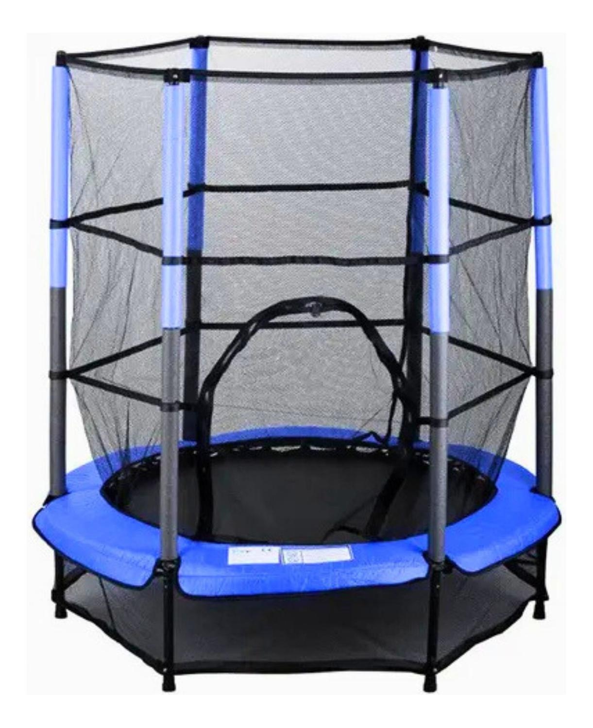 CAMA ELASTICA SALTARINA TRAMPOLIN PARA NIÑOS 1.4M CON MALLA AZUL - PLATEADO