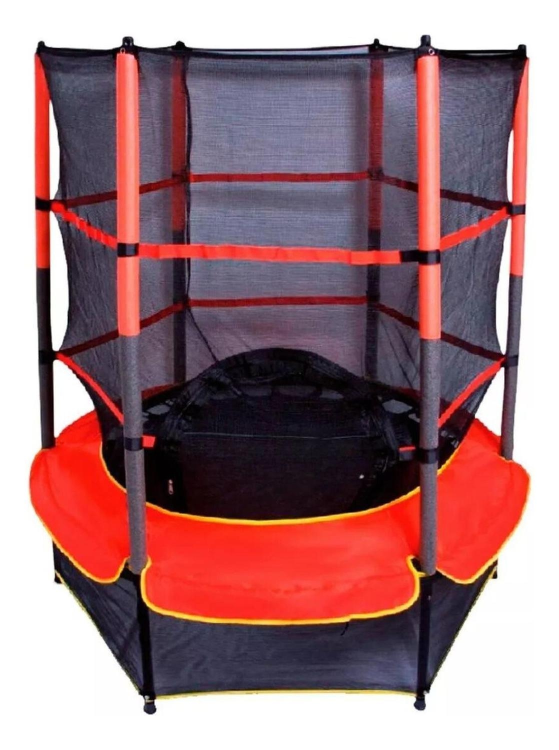 CAMA ELASTICA SALTARINA TRAMPOLIN PARA NIÑOS 1.4M CON MALLA ROJO - PLATEADO