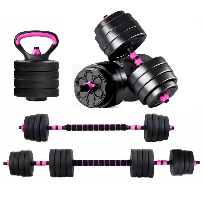 SET MANCUERNAS BARRA AJUSTABLES 30 KG 3 EN 1 ROSA