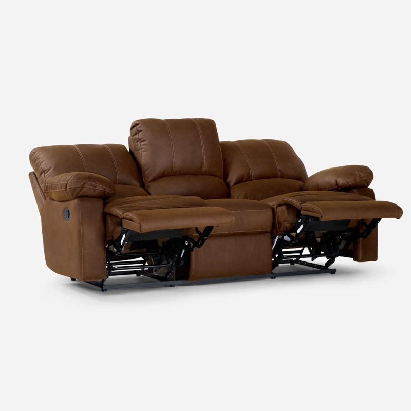 SOFÁ ROSEN 3 CUERPOS CAFÉ RECLINABLE ARCHIE MANUAL TELA