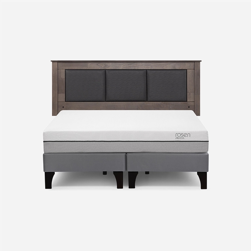 CAMA EUROPEA ROSEN PRATTA 2 PLAZAS BD PATA MADERA+ RESPALDO RACHEL