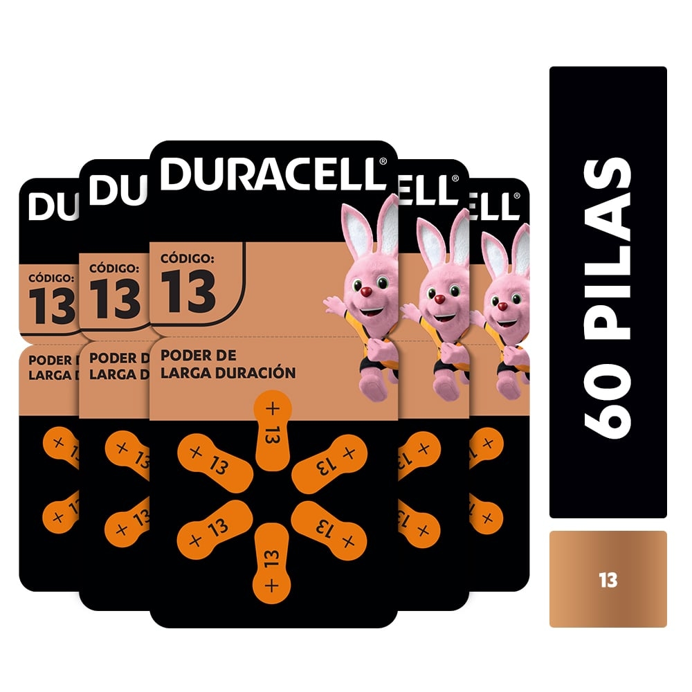 PACK 60 PILAS DURACELL AUDÍFONO TAMAÑO 13