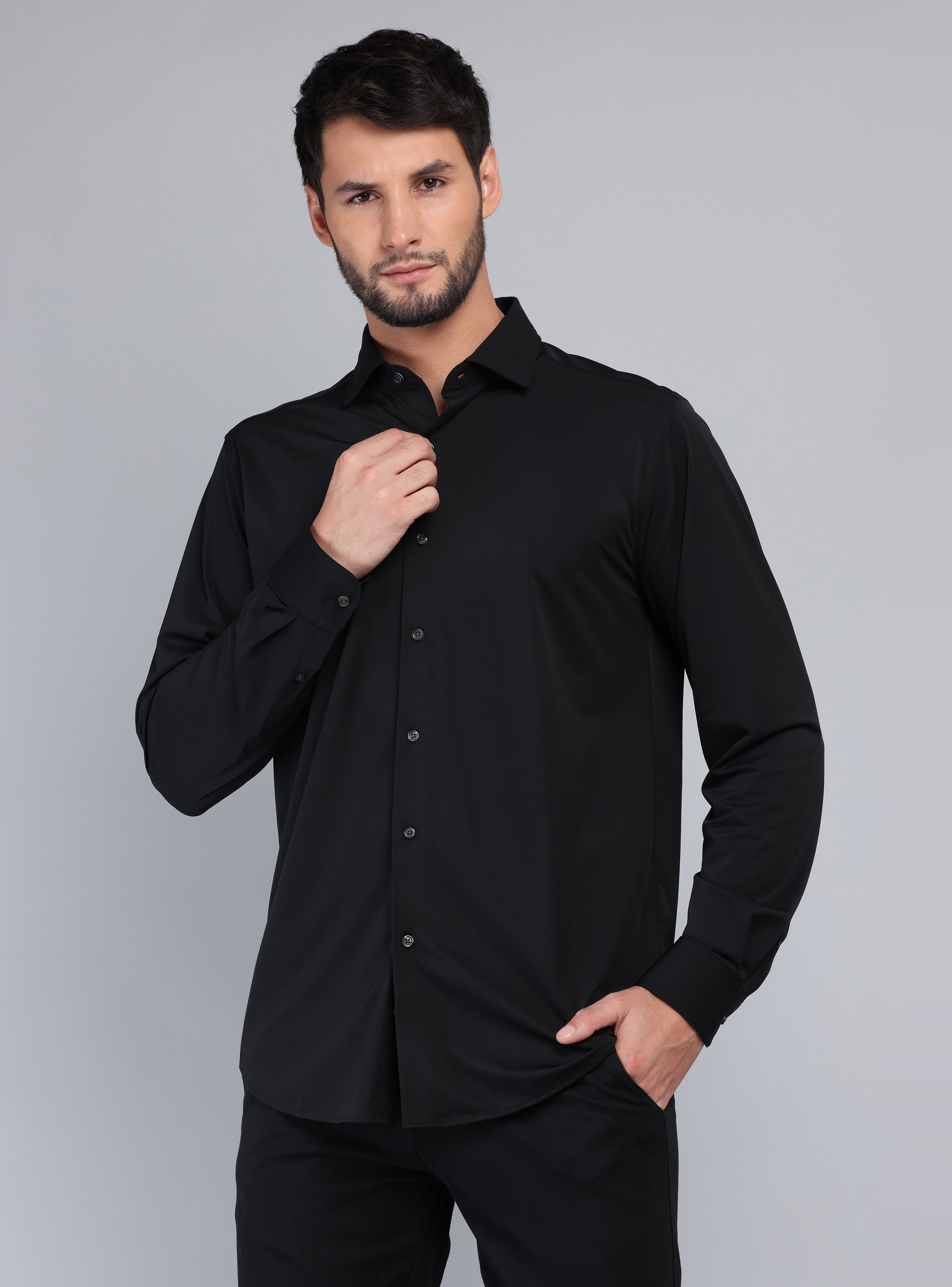 CAMISA ULTRA SPANDEX REGULAR FIT NEGRO ARROW