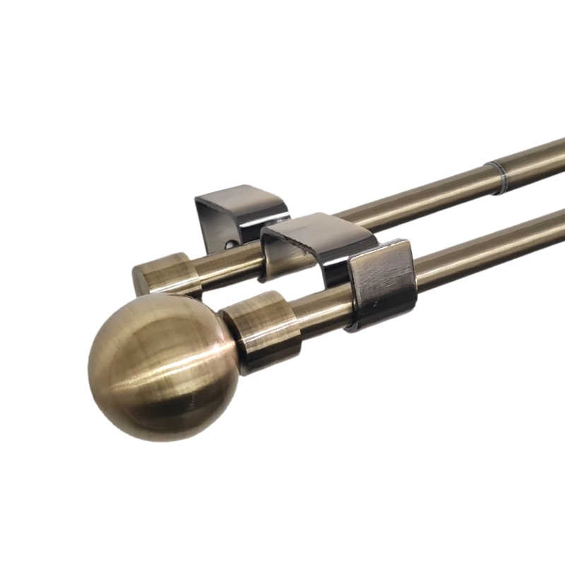 SET BARRAS PARA CORTINA DOBLE 16/19 MM EXTENSIBLE 170-320 CM A MURO BRONCE BOLA