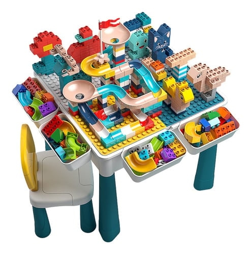 JUEGO DE ROL INFANTIL CRUSEC AZUL UNISEX CON LEGOS MESA Y SILLA