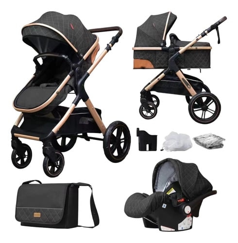 COCHE CUNA CRUSEC BEBÉ 5 EN 1 PLEGABLE MULTIFUNCIONAL Y ACCESORIOS NEGRO