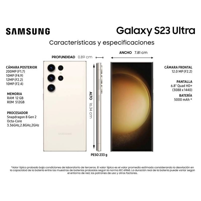 CELULAR SAMSUNG GALAXY S23 ULTRA 5G 512GB 12GB RAM 200MP + 10MP +