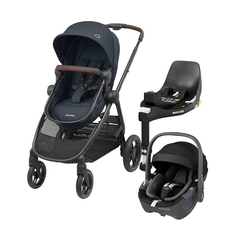 COCHE TRAVEL SYSTEM ZELIA 3 + PEBBLE 360° + FAMILY FIX GRAPHITE