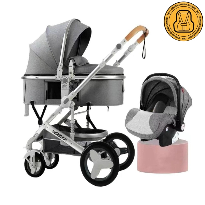 COCHE LUBABYCAS TRAVEL SYSTEM CON ACCESORIOS GRIS