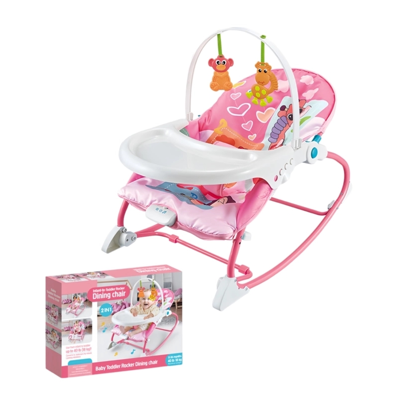 MECEDORA LUBABYCAS SILLA COMER 2 EN 1 VIBRACIÓN ROSADO