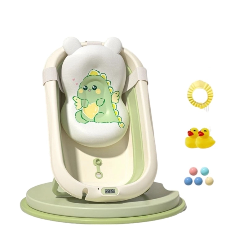 BAÑERA LUBABYCAS CON TERMÓMETRO COJÍN PREMIUM VERDE