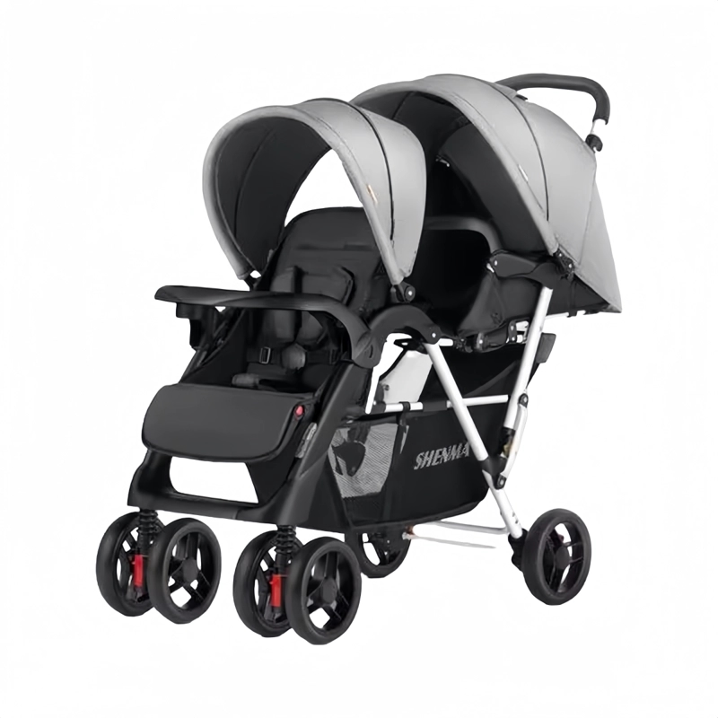 COCHE LUBABYCAS DOBLE DUO RECLINABLE PLEGABLE BY GRIS