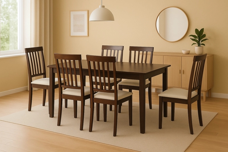 JUEGO COMEDOR SWEET HOGAR MANCHESTER 6 SILLAS CHOCOLATE MADERA