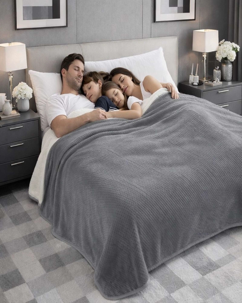 FRAZADA CON CHIPORRO ELEGANTE  KING 230X250CM GRIS