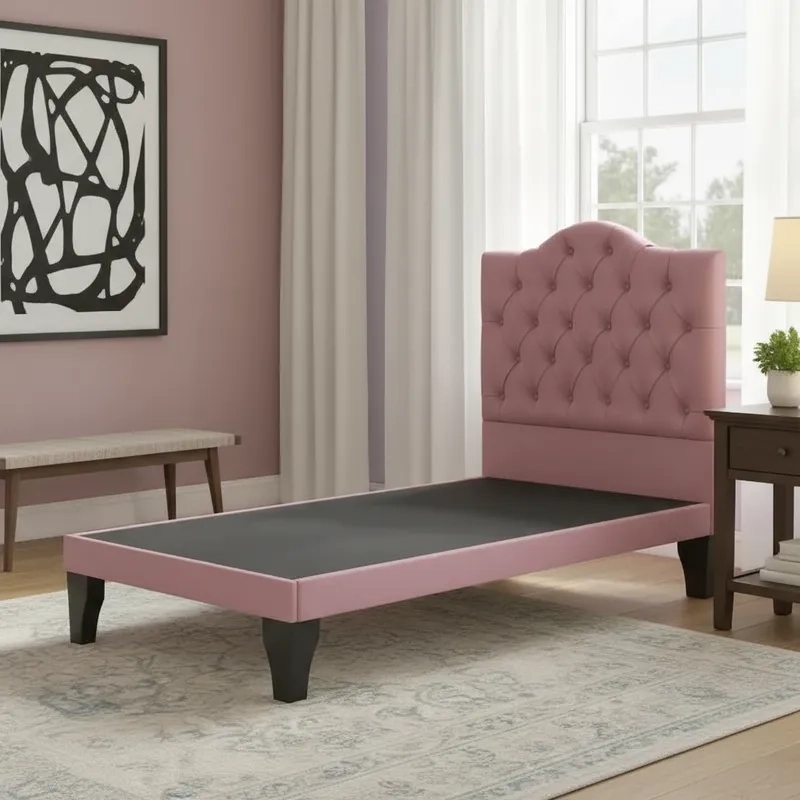 CAMA FLOBAL OVALADO 1.5 PLAZAS INCLUYE BASE Y RESPALDO ROSA LINO