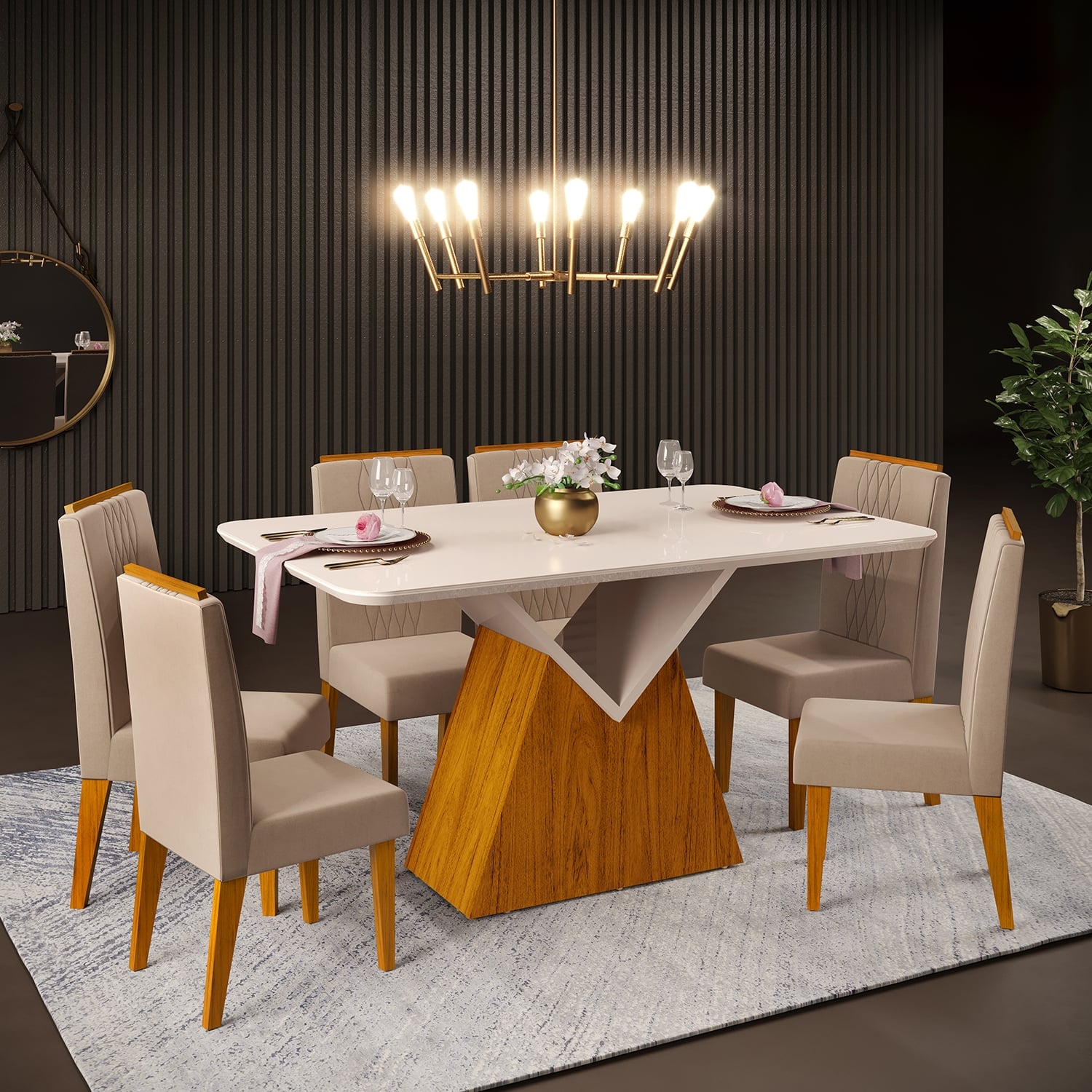JUEGO DE COMEDOR VEKKA HOME ARGO LIA 6 SILLAS