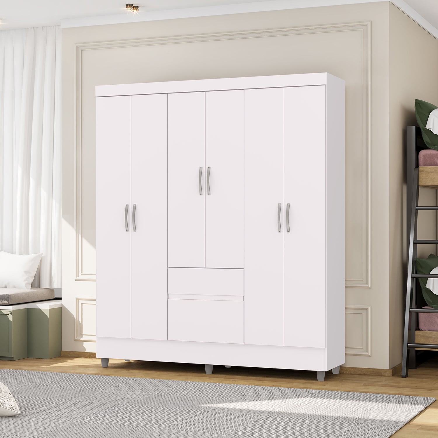 CLOSET 6 PUERTAS 2 CAJONES VEKKA HOME IDEAL BLANCO