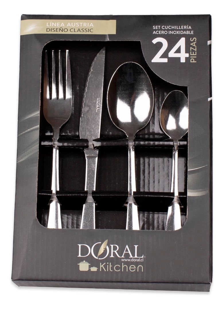JUEGO CUCHILLERIA 24 PIEZAS 1.5 MM PLATEADO DORAL DISEÑO ROYAL