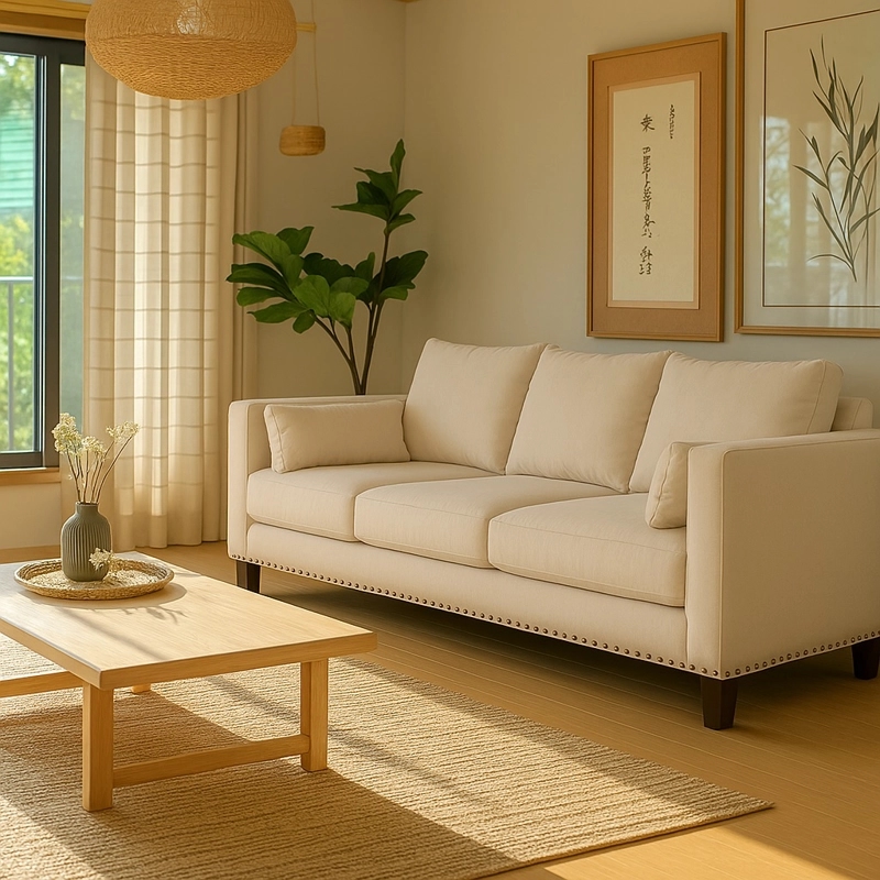 SOFA 3 CUERPOS RIBE BEIGE TELA – CONFORT Y ESTILO PARA TU HOGAR