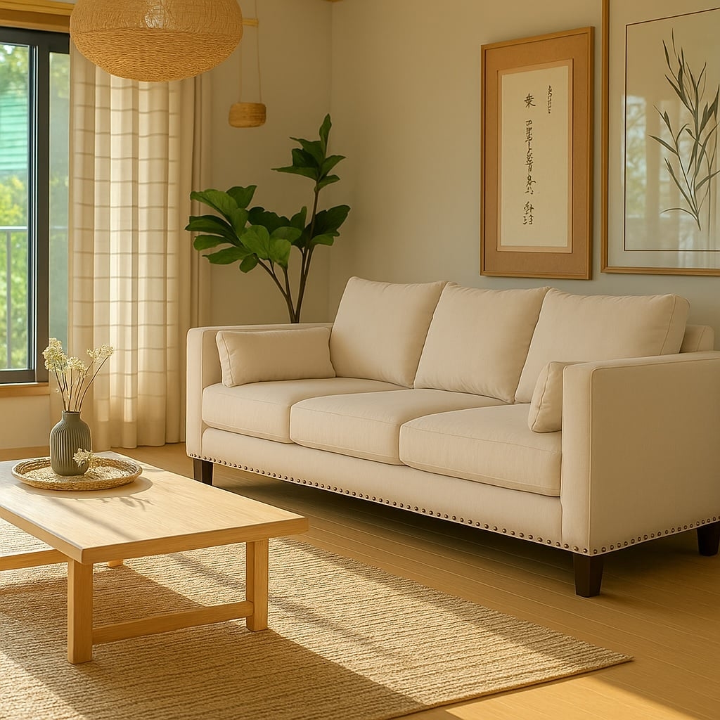 SOFA 3 CUERPOS RIBE BEIGE TELA – CONFORT Y ESTILO PARA TU HOGAR