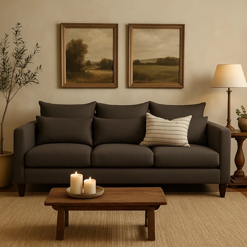 SOFA 3 CUERPOS RAMIS GRIS OSCURO TELA – CONFORT Y ESTILO PARA TU HOGAR