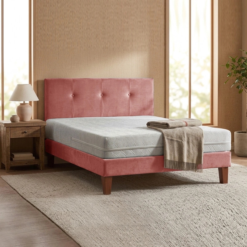CAMA EUROPEA ZEN BEST 1.5 PLAZAS 190 CM COLCHON ESPUMA CON FUNDA VELVET + RESPALDO