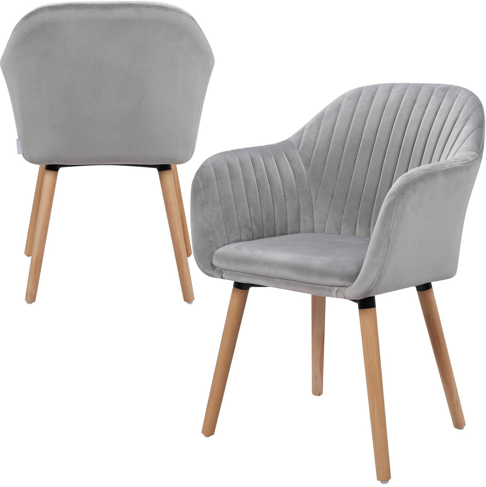BUTACA HABITA2 MURANO TERCIOPELO GRIS PACK 2 SITIAL POLTRONA CON APOYABRAZOS