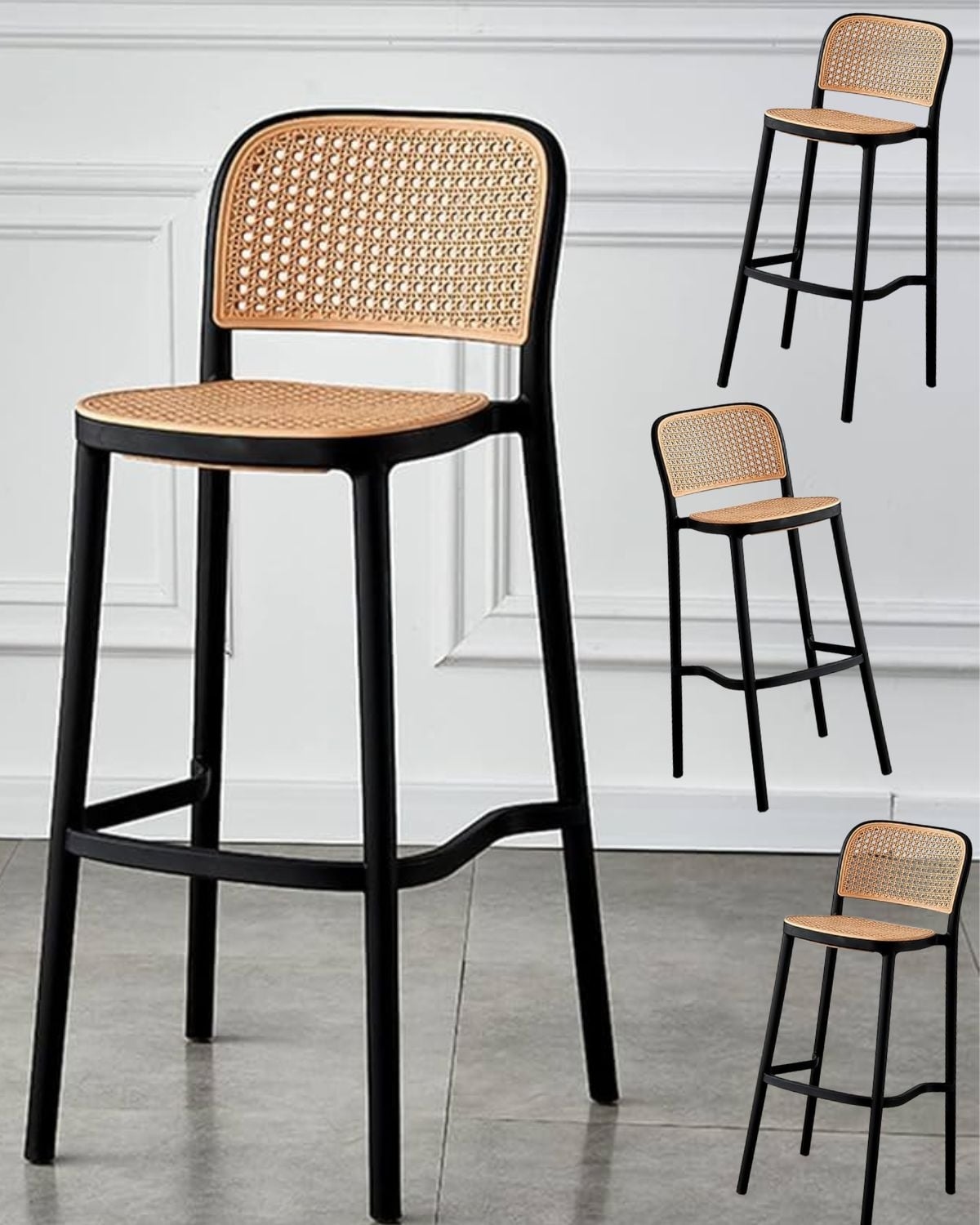 PACK 4 TABURETES PARA BAR 66 CM URBAN - NEGRO