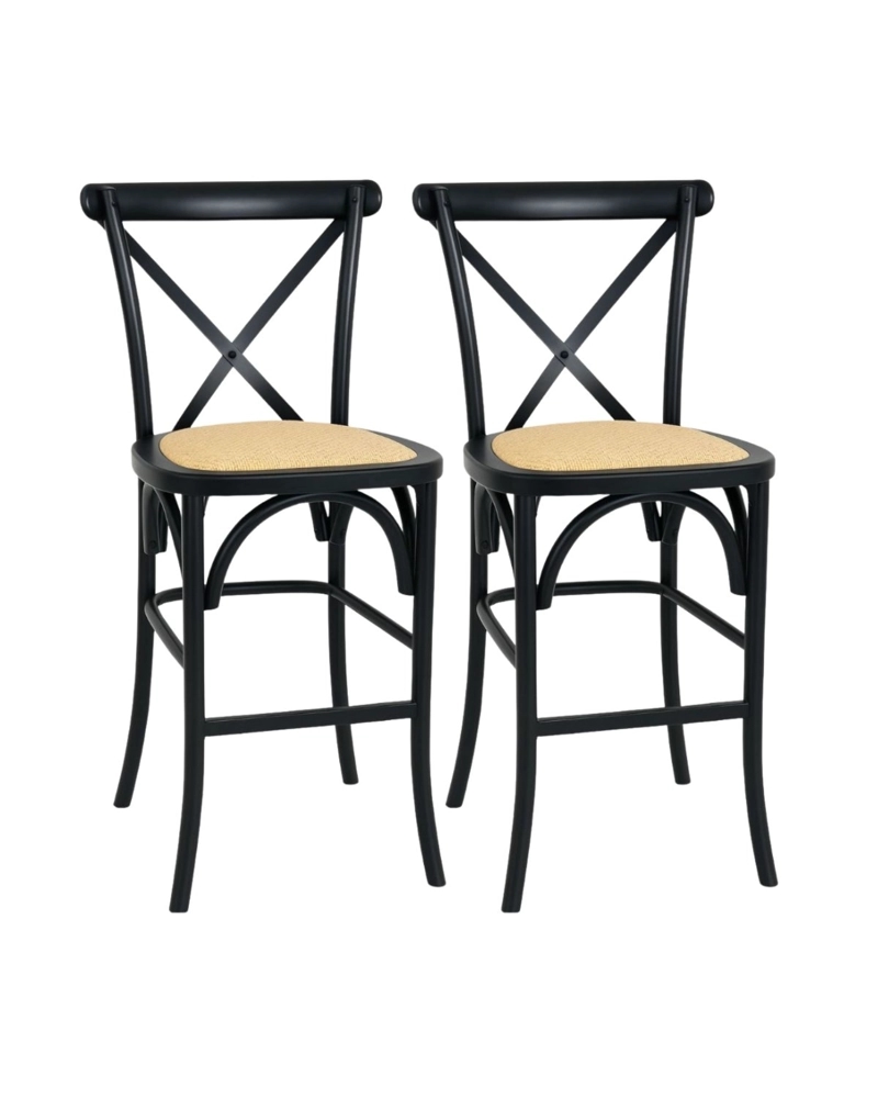 PACK 2 TABURETES CROSSBACK DE MADERA 66 CM