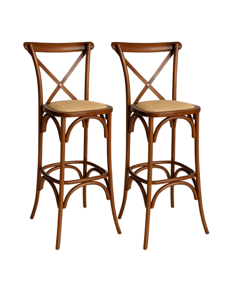 PACK 2 TABURETES CROSSBACK DE MADERA 66 CM