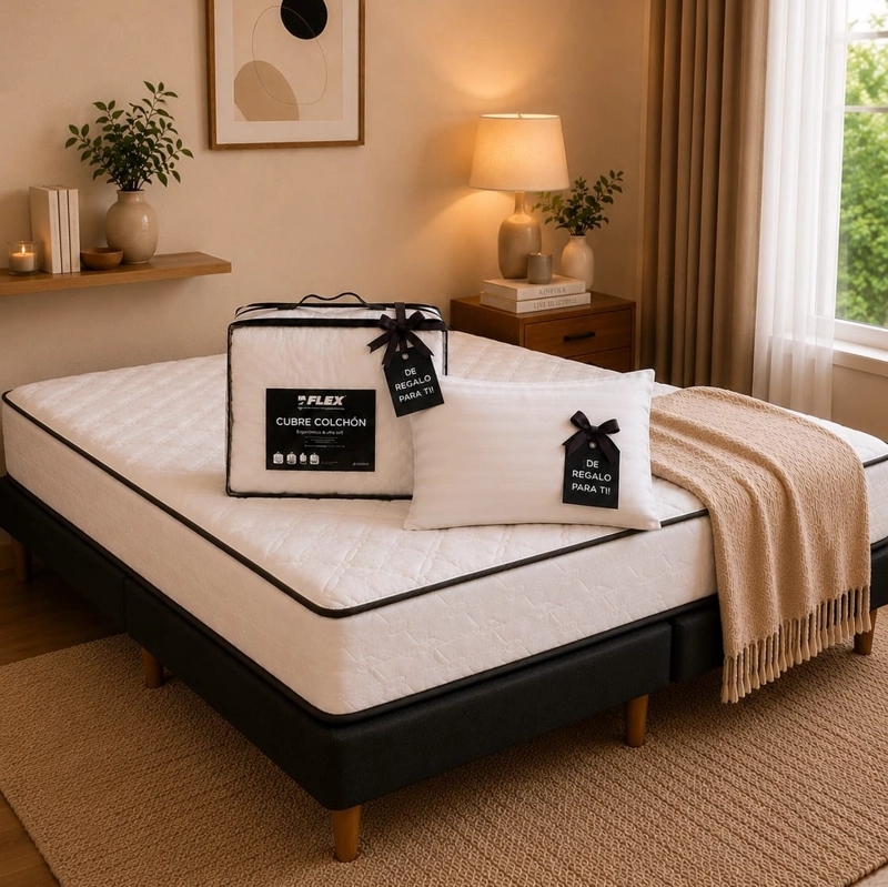 CAMA EUROPEA NEW SIMPLE 2 PL  BD + ALMOHADA + CUBRECOLCHON