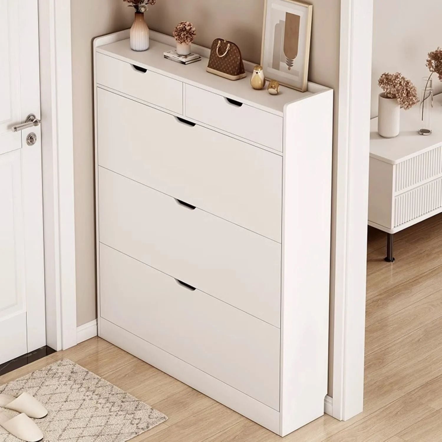 ZAPATERO ORGANIZADOR CON 3 PUERTAS Y 2 CAJONES, CAPACIDAD 12 PARES