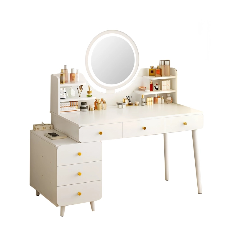 TOCADOR ESPEJO CON LUZ AJUSTABLE (100-115) X 40 X 135CM BLANCO