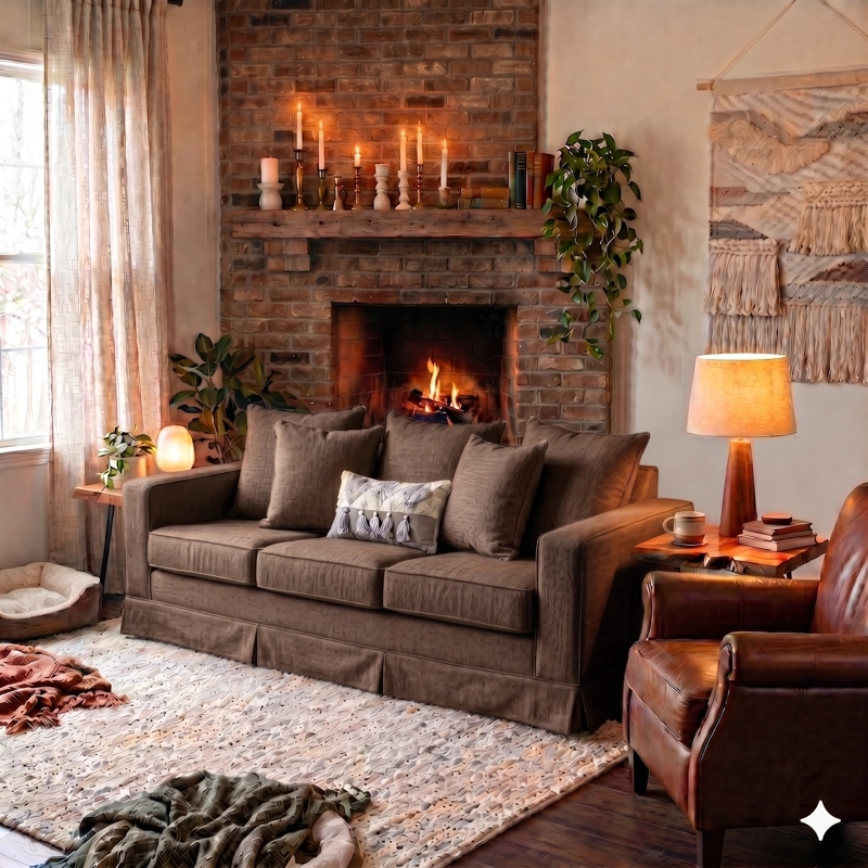 SOFA 3 CUERPOS SAHARA CAFE  CON RESORTES POCKET
