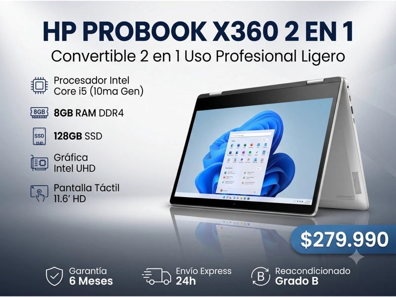 NOTEBOOK 2 EN 1 TOUCH HP PROBOOK X360 11 G6 INTEL CORE I5 8GB RAM