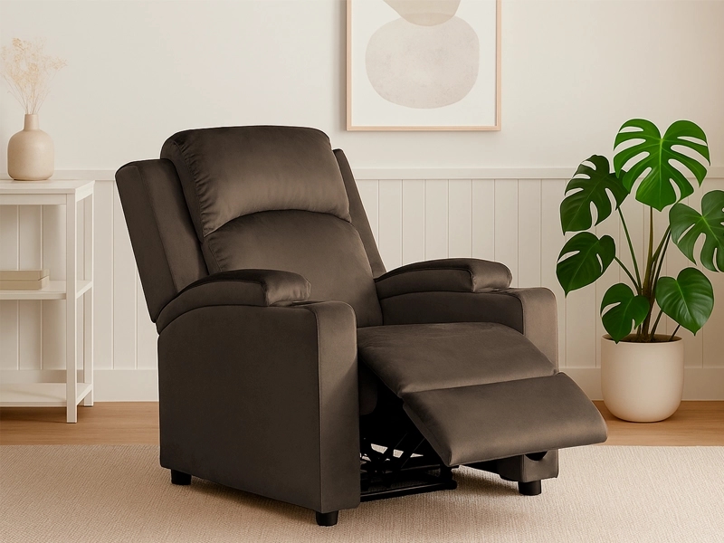 SILLÓN BERGERE RECLINABLE TELA CAFÉ. DAKAR