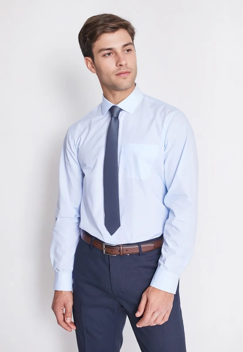 CAMISA FORMAL HOMBRE REGULAR POPLIN CELESTE