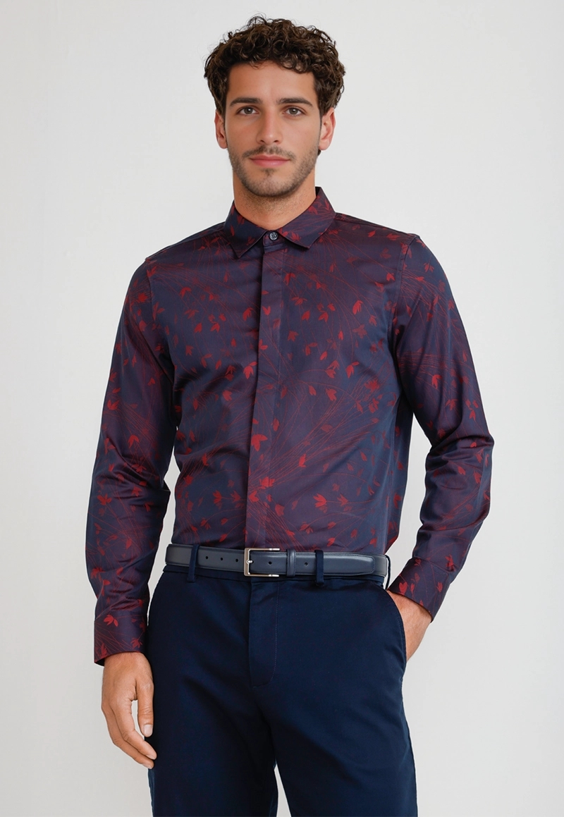 CAMISA HOMBRE JACQUARD NAVY JACQUARD SHIRT