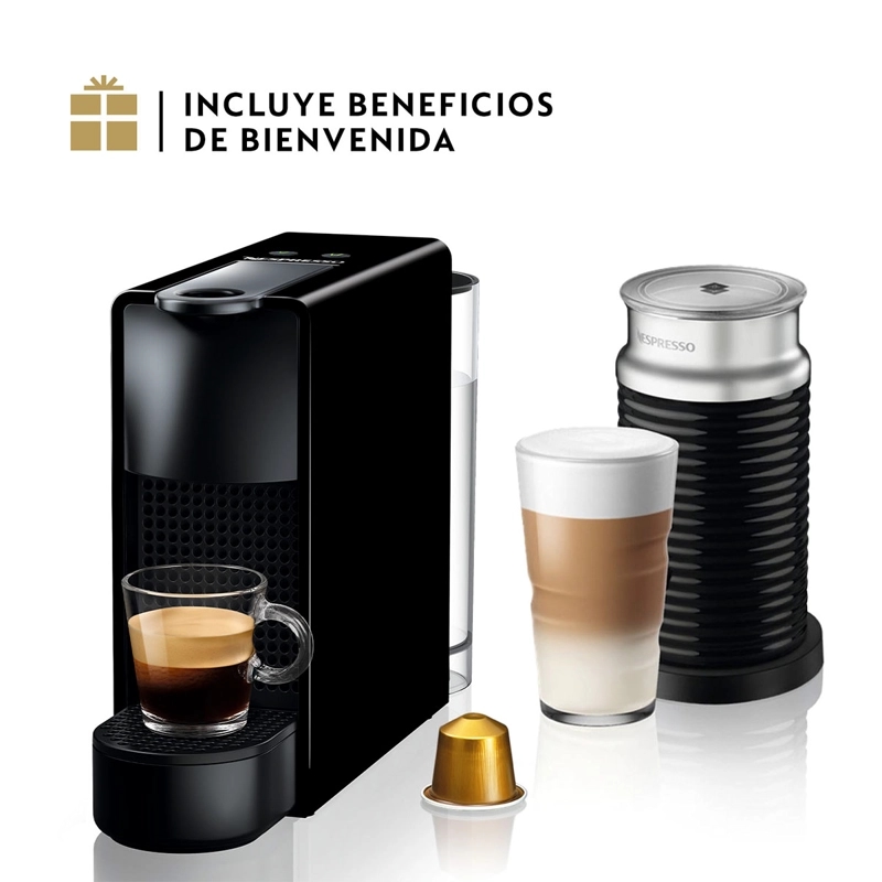 CAFETERA NESPRESSO CÁPSULA ESSENZA MINI C30 NEGRO + ESPUMADOR LECHE