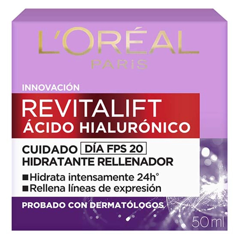 CREMA FACIAL LOREAL HIDRATANTE ANTIARRUGAS DÍA DERMO EXPERTISE REVITALIFT SPF 20 50 ML ÁCIDO HIALURÓNICO